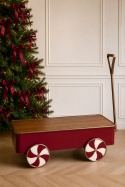 Red metal trolley with a wooden top (2564)