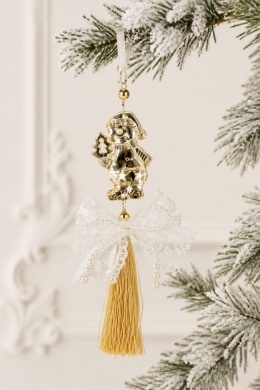 Snowman ornament with white bow and pearls (546494)