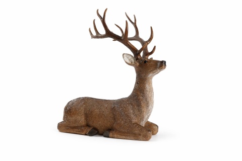 "Forest" style reclining reindeer, polyresin (2450)