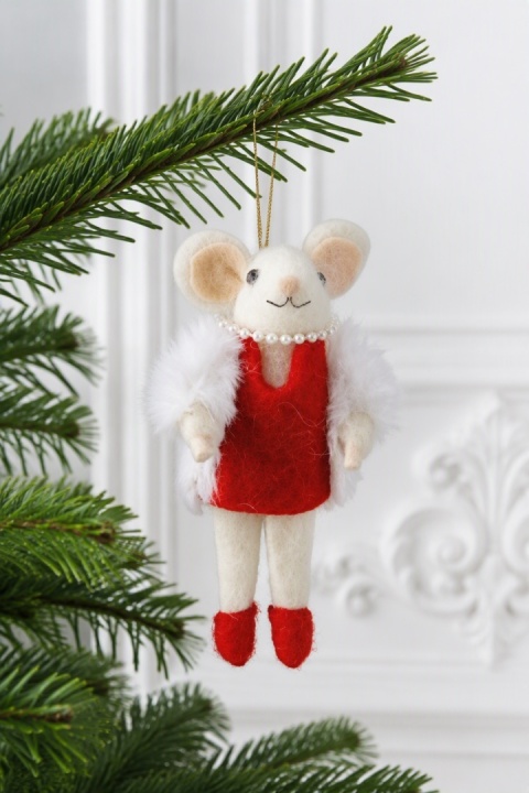 White Fur Mouse Hanging Ornament (545364)(C)