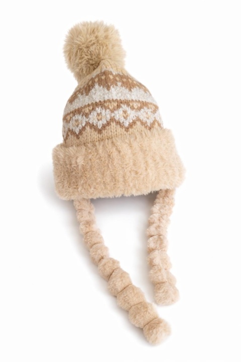 Caramel alpine hat with braids (600150599)