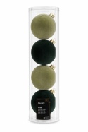 Kpl.4szt bombki szklane fi 10cm welur mix zieleń (062290)