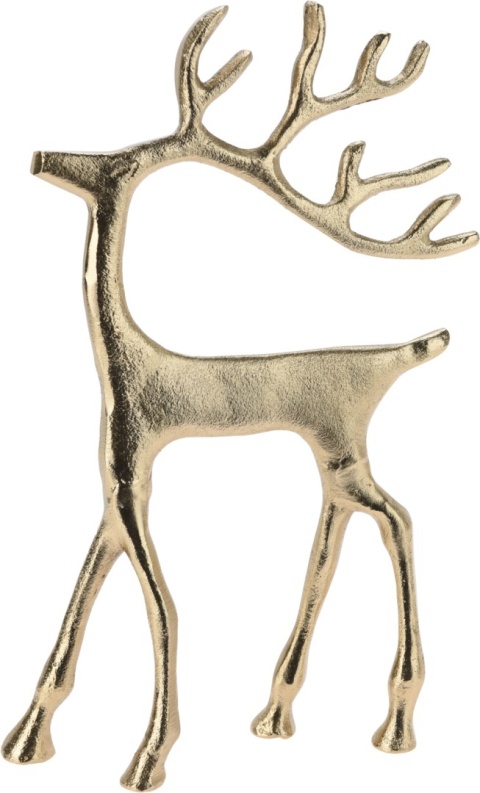 Renifer stojący 30cm metalowy złoty (539917)