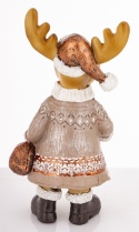 Ceramic reindeer with a sack, champagne-colored (181061)