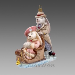 Atlas Art Ornament: Pair of rabbits on ice with a sled (00730AA)