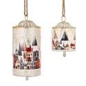 Set of 2 painted metal tube bells - town motif (185395)