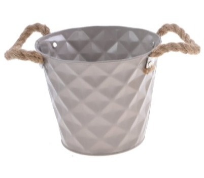 Osłonka metal. na doniczkę 2kol. smukła h:14,7cm uchwyt sznurek (QX-1904184L)