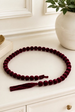 Burgundy velvet bauble garland (4 cm) (186233)