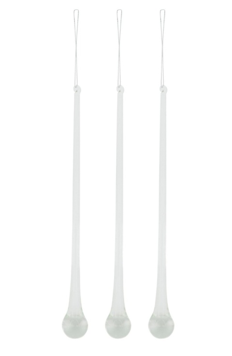 Set of 3 glass icicles 20cm (100098)-20%