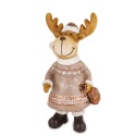 Ceramic reindeer with a sack, champagne-colored (181061)