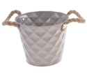 Osłonka metal. na doniczkę 2kol. smukła h:14,7cm uchwyt sznurek (QX-1904184L)