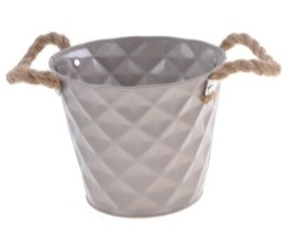 Osłonka metal. na doniczkę 2kol. smukła h:14,7cm uchwyt sznurek (QX-1904184L)