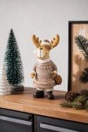 Ceramic reindeer with a sack, champagne-colored (181061)