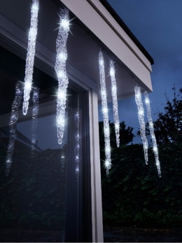 Acrylic ice icicles 12pcs cold white 60LED+gn flash (497479)