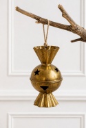 Large metal bell-shaped ornament, distressed gold finish (SX0170)