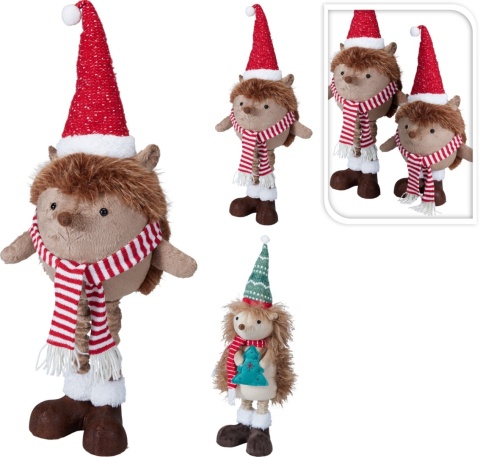 Standing plush hedgehog, 80 cm, with green hat and telescope (548441)