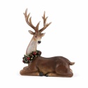 Lying reindeer with a Christmas wreath, polyresin (2442)