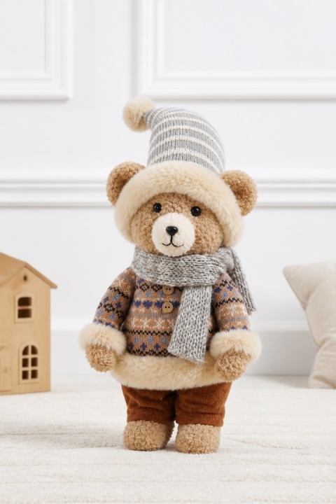 Standing teddy bear, 50 cm, with a colorful sweater (547705)