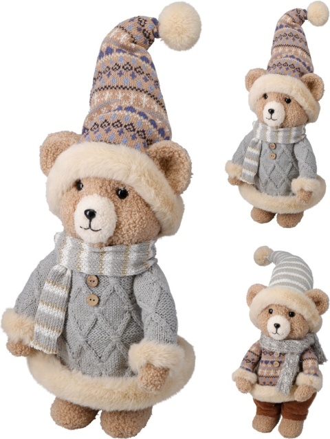 Standing teddy bear, 50 cm, grey sweater (547705)