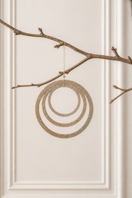 Champagne glitter circle hanging decoration, 10.5 cm diameter (520742)
