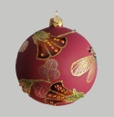 Bombka GlitterLab: Fi 110mm burgundowa bursztynowe kwiatki (4460KBB)-20%