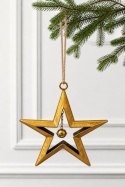 Large distressed gold metal star hanging decoration with bell (SX0275)