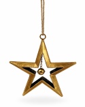 Large distressed gold metal star hanging decoration with bell (SX0275)