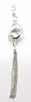 Silver teardrop pendant with crystal and tassel (HN0688)-20%
