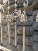 Silver teardrop pendant with crystal and tassel (HN0688)-20%
