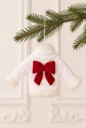 White sweater ornament with faux fur and a bow (548191)(F)