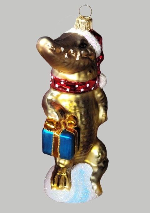 Bombka formowa: Aligator z prezentem (157) H
