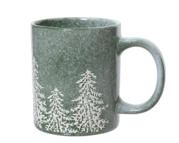 Kubek ceramiczny zielony z choinkami (604062)