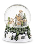 10 cm water globe with houses featuring gold roofs, music box (139780)