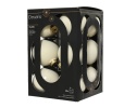 Set of 12 glass baubles, 6 cm diameter, cream mix (opalescent/matte) (145686)