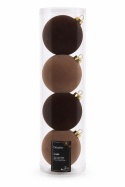 Kpl.4szt bombki szklane fi 10cm welur mix brąz (062293)
