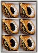 Lemon-shaped baubles with a reflective finish, decorated - pack of 6: "Written in Gold"