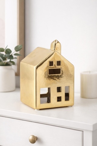 Ceramic house lantern gold small (RC26M186-25G) -20%