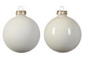 Set of 12 glass baubles, 6 cm diameter, cream mix (opalescent/matte) (145686)
