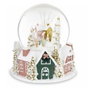12 cm water globe with pastel houses, music box (165340)