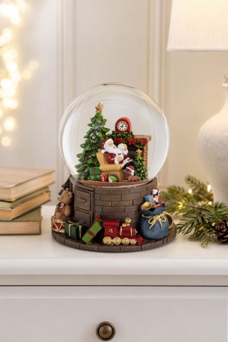 Snow globe (12 cm diameter) with Santa in an armchair - musical (160778)