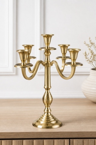 Gold metal 5-candle holder (545663)(A)