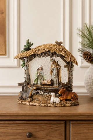 Nativity scene with LED water ball with swirling glitter carol (181293)