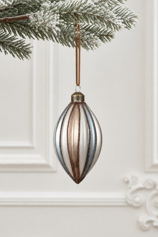 "Baroque" icicle glass ornament on a cord (071517)