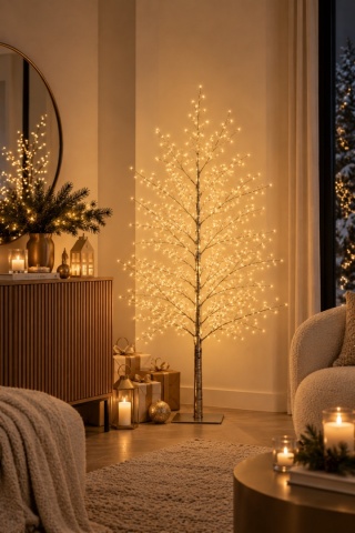 150 cm gold metal tree, 1350 LEDs (warm white + amber), (491609)