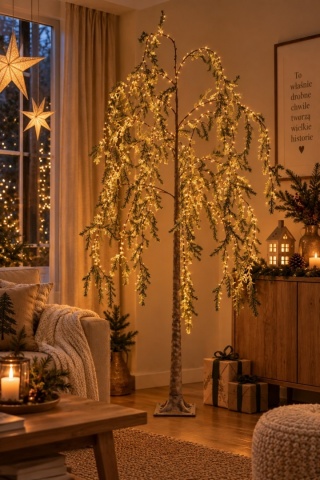 180 cm green tree with glitter, 480 warm-white LEDs with flash effect (491016), timer