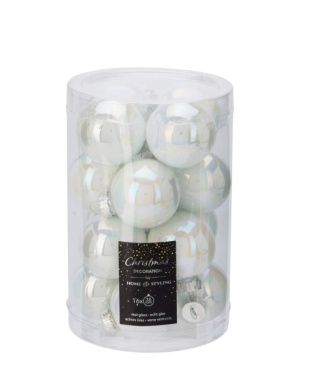 Bombki szklana 3,5cm białe opalizowane "syrenka" op.16szt (502659)
