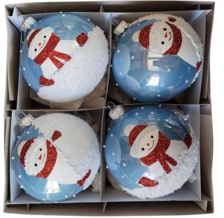 Bombki 120 dekorowane ornament op.4szt.: ZIMOWE FIGLE