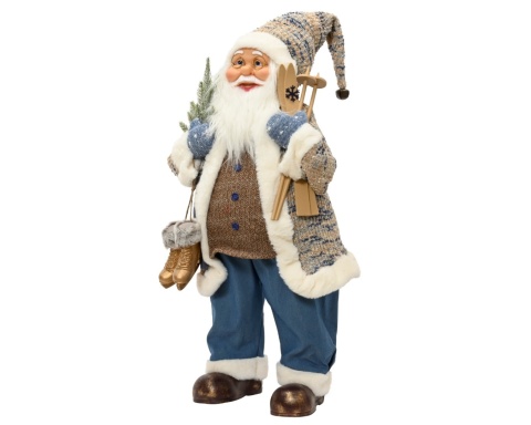 Mikołaj beżowo niebieski z łyżwami i nartami (704336)