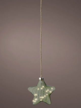 Gwiazda szklana 20cm transparentna khaki 15LED(487599)