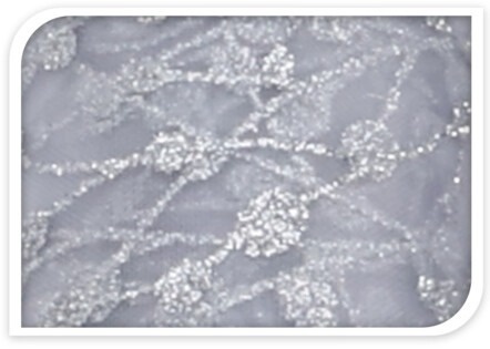 Organza biało/srebrna gałązka srebrny brokat (513441)